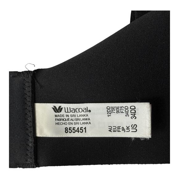Wacoal 855451 Sleek Standard Underwire Bra black size 34DD 34E - Picture 4 of 8